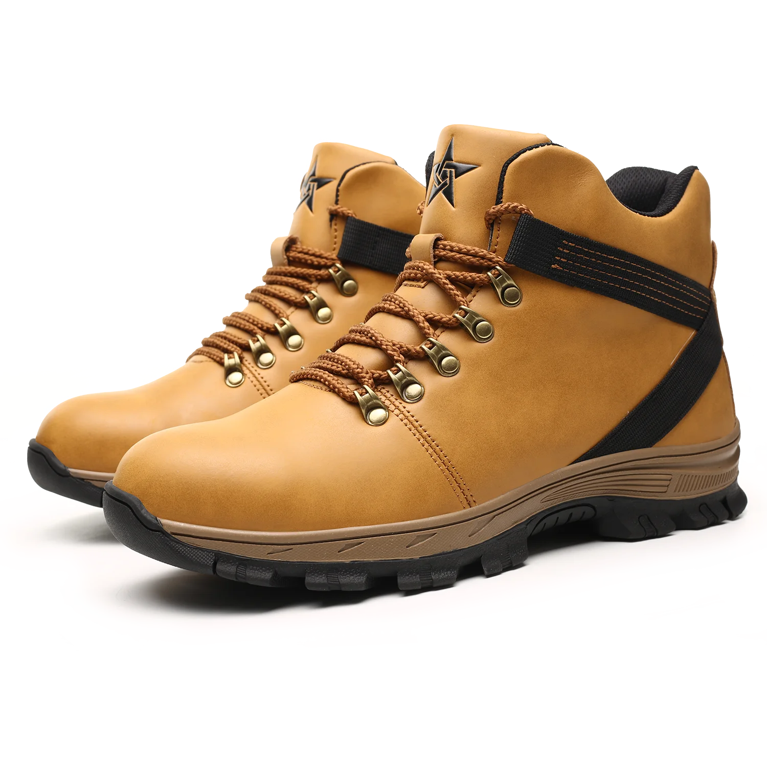 New Men Leather Safety Shoes Anti-smash Anti-puncture Work Shoes waterproof Lightweight Work Sneakers slip and oil resistant