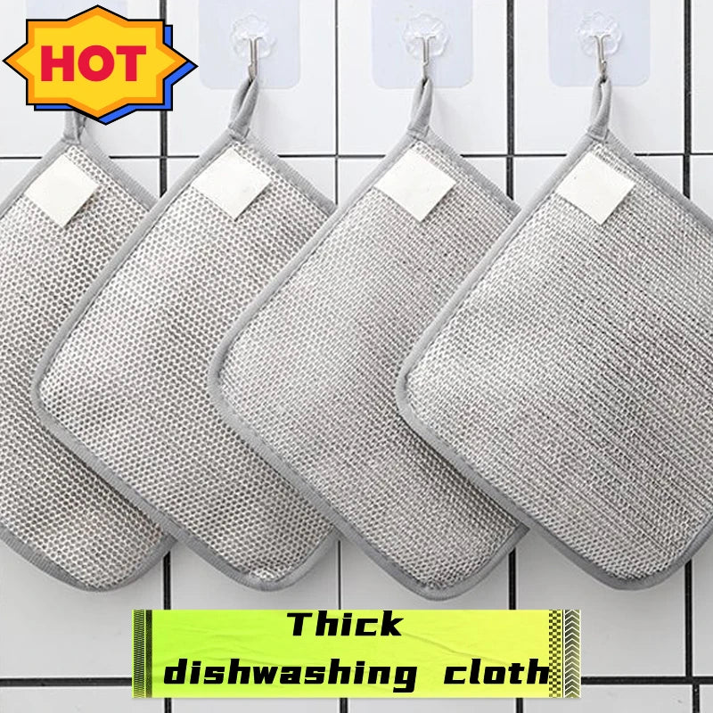New Non Scratch Wire Dishwashing Cloth Three Layer Enlarged Cloth Multi Functional Kitchen Thickened No Greasy Dishwashing Cloth