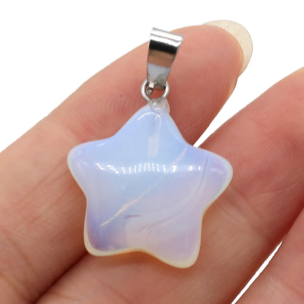 Natural Stone Pendant Rose Quartzs Agate Unakite Pentagram Shape Charms For Making DIY Jewelry Necklace Bracelet Size 20x20mm