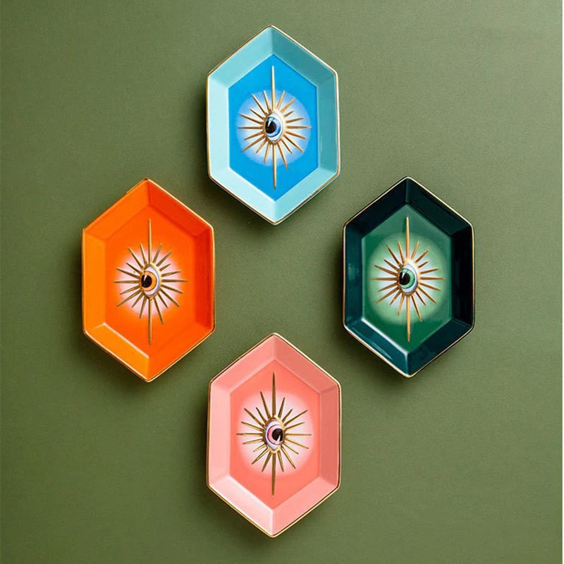 Nordic Creative Eye Trays Decorative Jewelry Dish Ceramic Decorative Plate To Store Jewelry Porcelain Plates