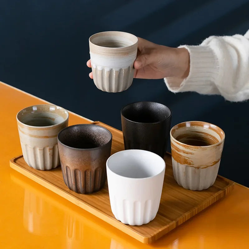 Ceramic Coffee Cup Japanese Stone Mug Coffee Mug Large Water Cup Japanese Simple Gradient Cup Beverage Utensil Kitchen