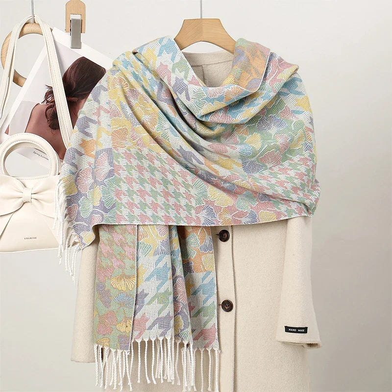 New Shawl Warm Winter Scarf Hijab Women Print Paisley Cashmere Pashmina Thick Wrap Head Neck Foulard Luxury 2024 Blanket Echarpe