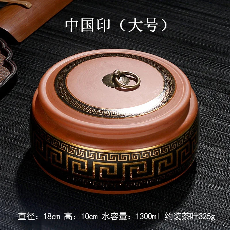 Purple Clay Tea Caddy Ceramic Large Airtight Pot Universal Half Catty Black Green Pu'er Tea Pot Household Storage Tank