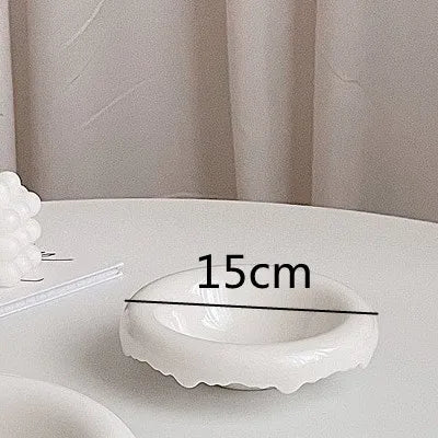 White Ceramic Dinner Plate Round Breakfast Plates Dessert Bowl Fruit Plate Salad Bowl Western Pasta Plates Snack Tray Fruit Dish