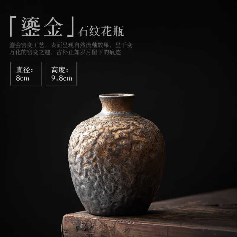 Creative Ceramic Dry Flower Vase, Flower Arrangement, Living Room, Coarse Pottery, Table Decoration, Vases for Flowers