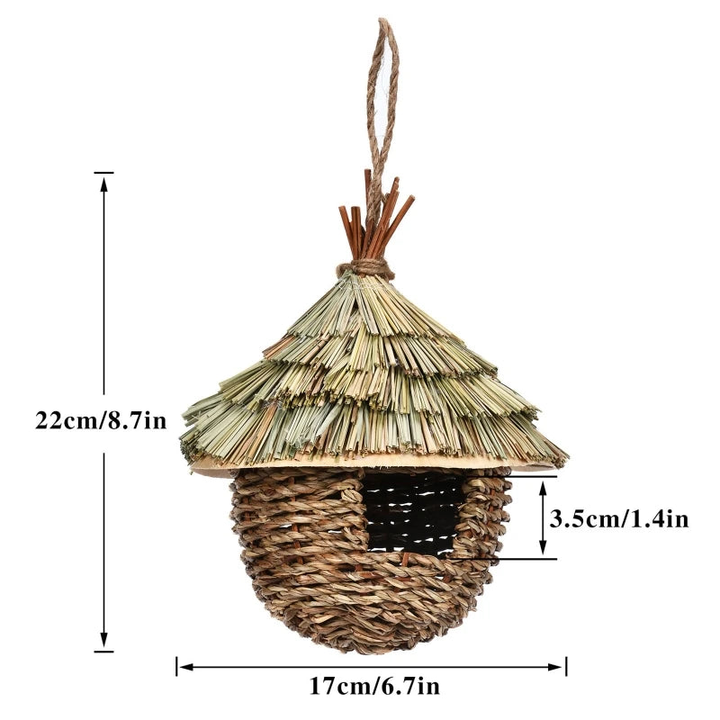19 Birds Nest Bird Cage Natural Grass Egg Cage Bird House Outdoor Decorative Weaved Hanging Parrot Nest Houses Pet Bedroom