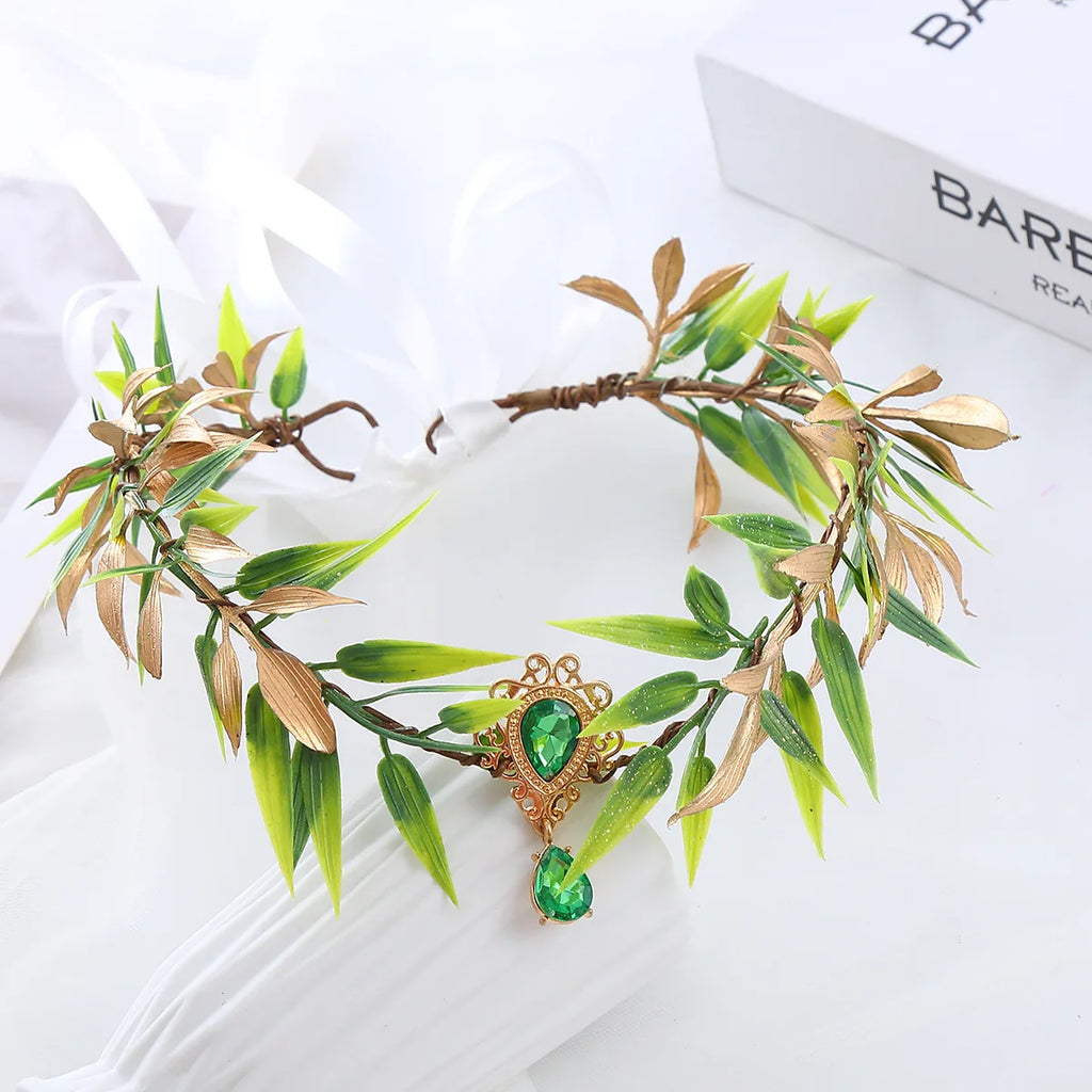 Fairy Crown Headwear Elf Tiara Girl Elven Headpiece Cosplay Costume Circlet Woodland Diadem Wedding Boho Baroque Headband Gifts