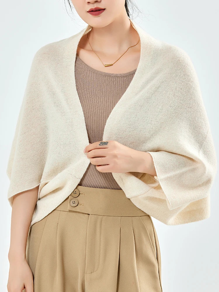 Trend Shawl Wrap Scarf Two Purposes 100% Wool Women Knitted Accessories Cape Casual Soft Scarves Warm Cappa Cozy Fashion Mantles