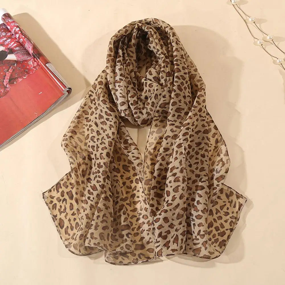 Fashion Leopard Printed Shawl For Women Long Wide Chiffon Scarves Muslim Costumes Accessories Spring Summer Lady Hijab Wraps