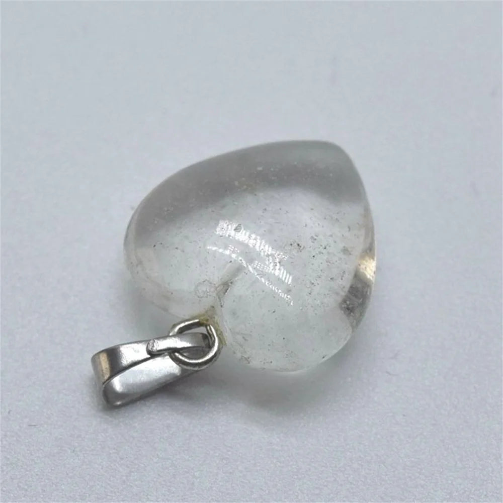 1.5cm Boutique Natural Stone Jade Heart Heart Shaped Necklace Pendant Personalized Agate Pendant Heart Shaped Buckle Jewelry