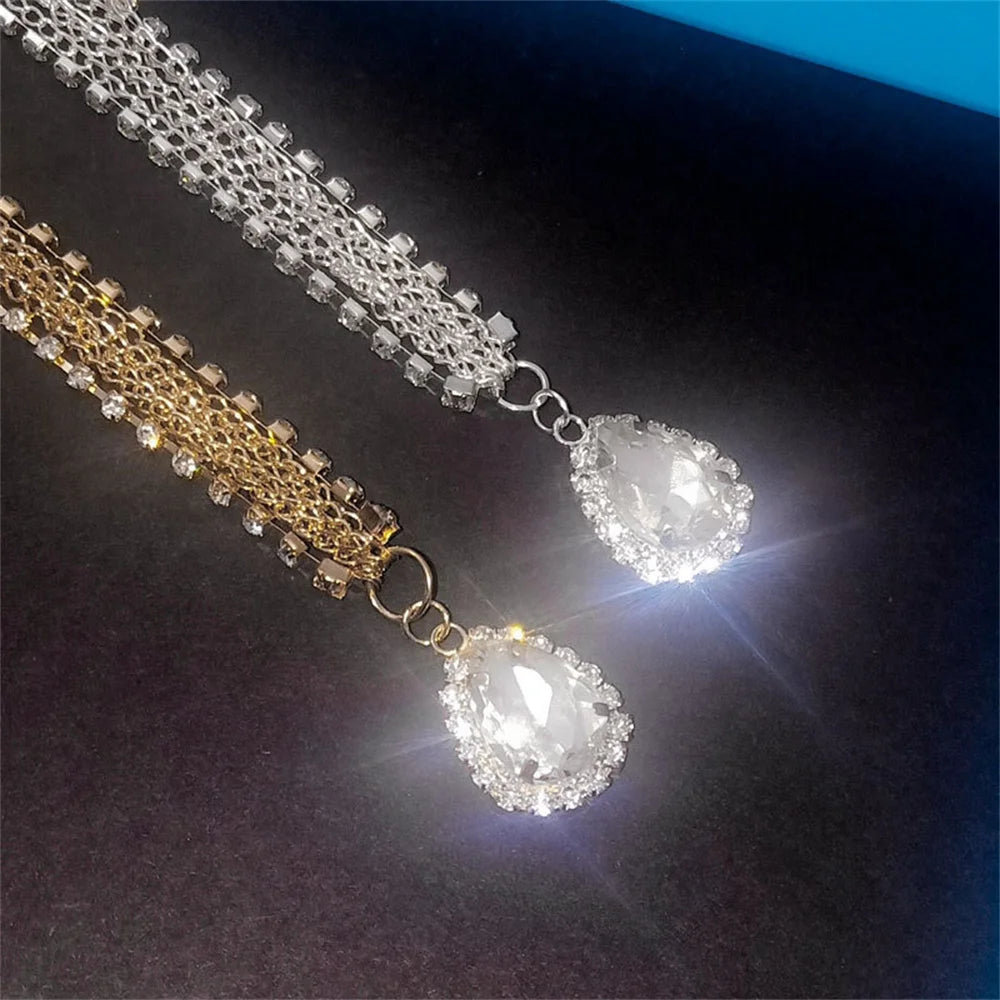 Crystal Forehead Eyebrow Pendant Headwear European American Bride Water Drop Hair Head Chain Bohemian National Head Styling Tool