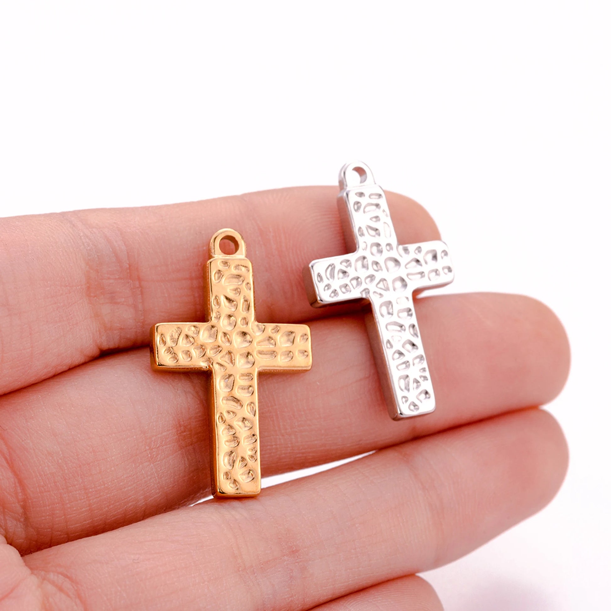 3pcs Stainless Steel Fashion Jesus Crosses Charm For DIY Necklace Earrings Pendant Jewelry Making Accessories Supplies Wholesale