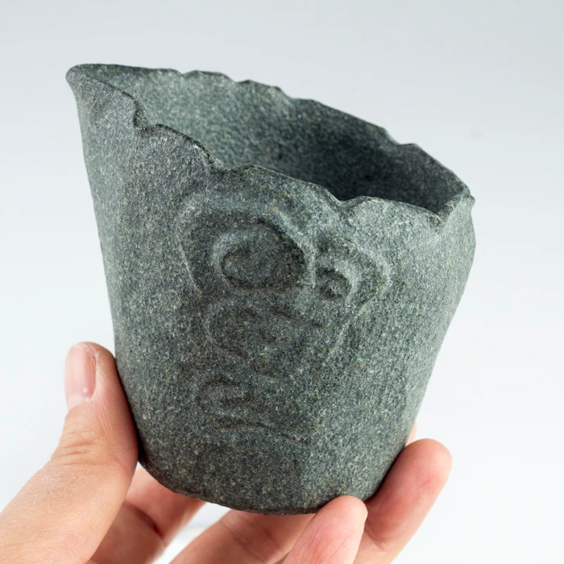 TeaCup Natural Stone Teapot Handcrafted Carving Tea Pitcher Traditional Artistry Tea Server Home Decor Chinese Tea Ceremony Cup