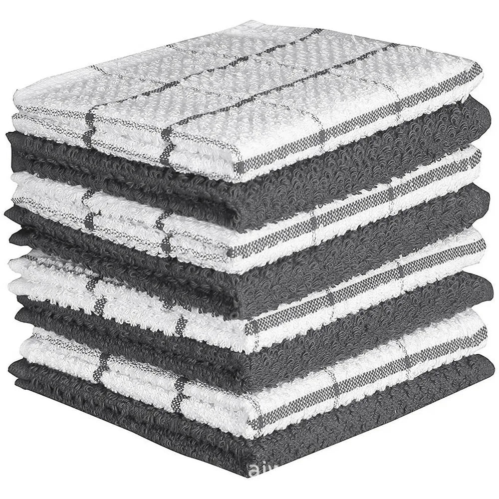 Plaid Cotton Kitchen Dish Cloths, Kitchen Rags, Hand Towel, Super Soft and Absorbent Washcloths,12x12in, 6 Packs