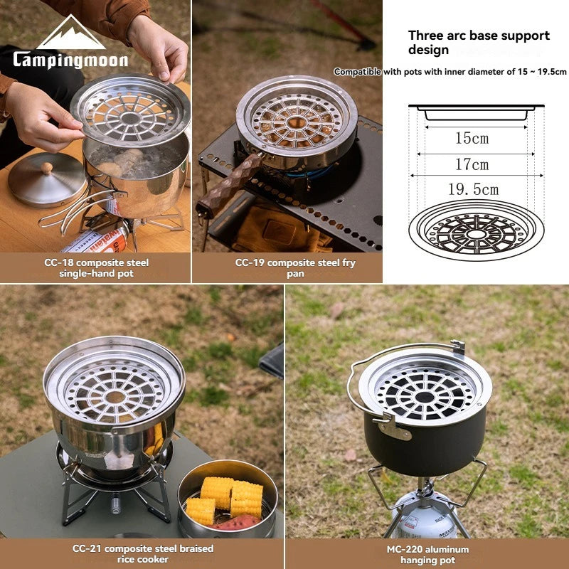 Campingmoon S363-2S Outdoor Cookware Set Stackable Camping Light Weight Causal Stainless Steel Food Steamer for Camping