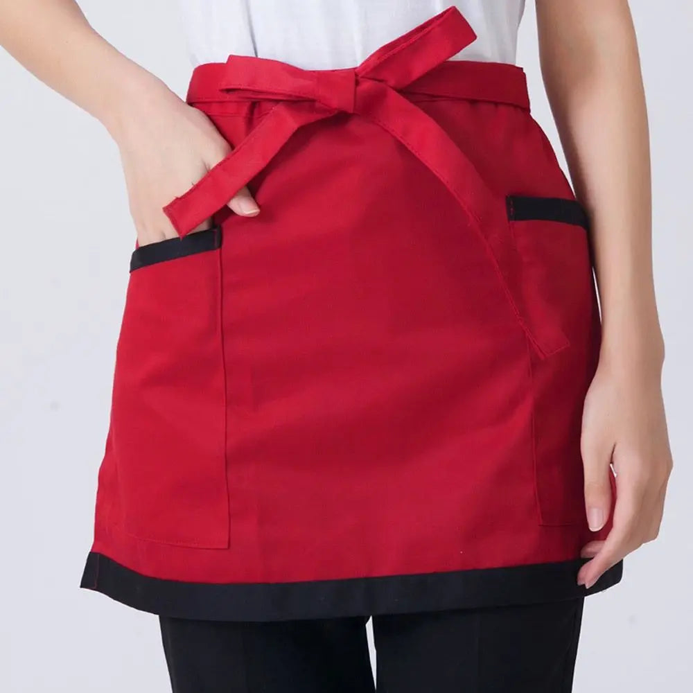 Kitchen Short Half Waist Apron Women Waitress Antifouling Work Bar Pub Cafe Cooking Men Short Half Apron Aprons Cleaning Tools