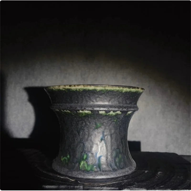 Glazed Green Porcelain Root Crops Pot,Pachypodium Agave Cactuses Plant Pot,Small Flower Vase,Bonsai Plant,Green Blue