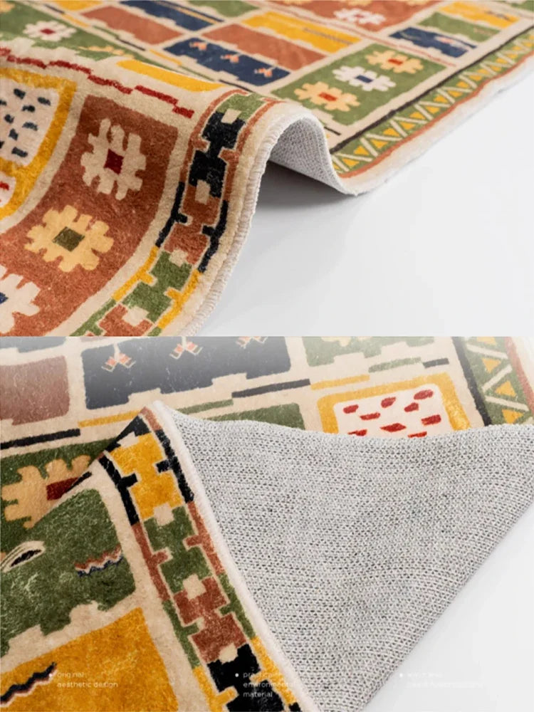 Foldable Living Room Carpet Persian Luxury Retro Decorative Carpets Soft Non-Slip Bedroom Rug Machine Washable Cloakroom Rugs 카펫