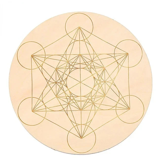 1PCS Chakra Flower of life Natural Symbol Wood Round Edge Circles Carved Coaster For Stone Crystal Set DIY Decor Mats Pads