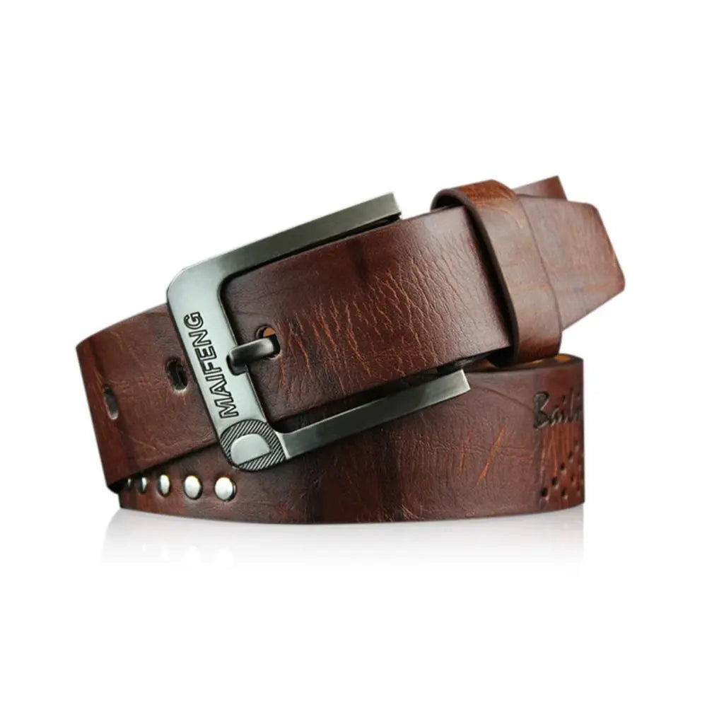 Genuine Leather Men's Belt Luxury High Quality Classic Buckle Business Cowboy Vintage Waistband Alloy Belts