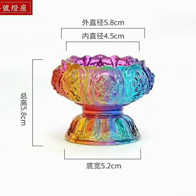 Colorful Glass Lamp New Liquid Butter Lamp Base Ornament Lotus Glass Base Oil Lamp Tribute Candle Pedestal Crafts Home Decoratio