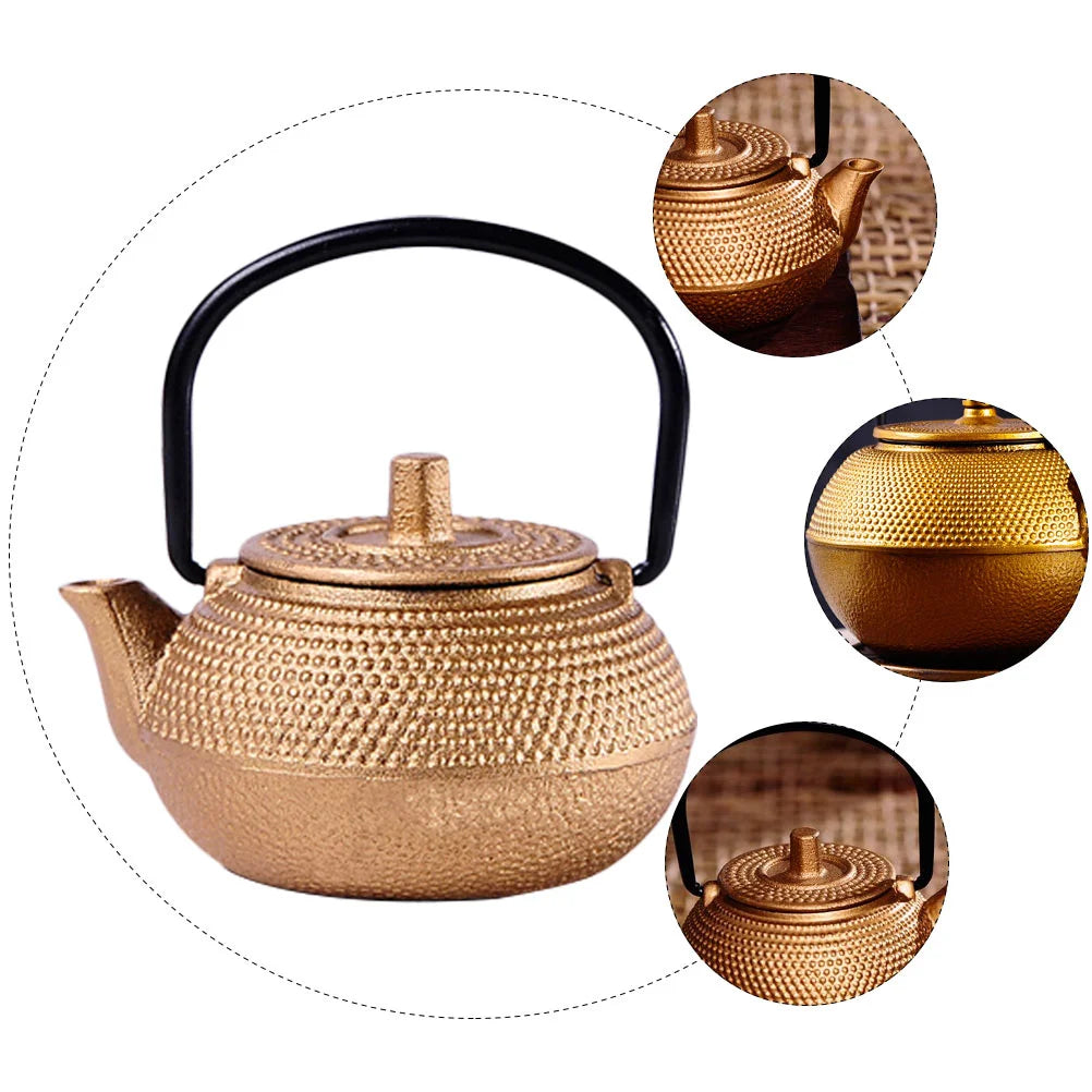 Mini Cast Iron Teapot Small Tea Kettle Rustproof Dinnerware Sets Kitchen Dining Bar nament Teapot Decorative Healthy Use