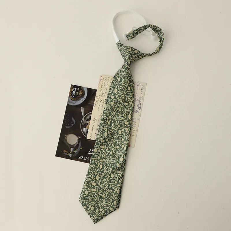 33cm Length Casual Trendy JK Ties Preppy Chic College Girl Short Necktie Polyester Floral Animal Printed Lazy-tie Vintage Cravat