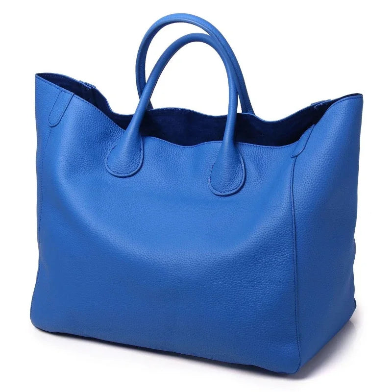 Free Custom Name Tote Bag Women High Quality Soft Comfortable Genuine Leather Minimalist Casual Large Capacity 41cm Big Handbag