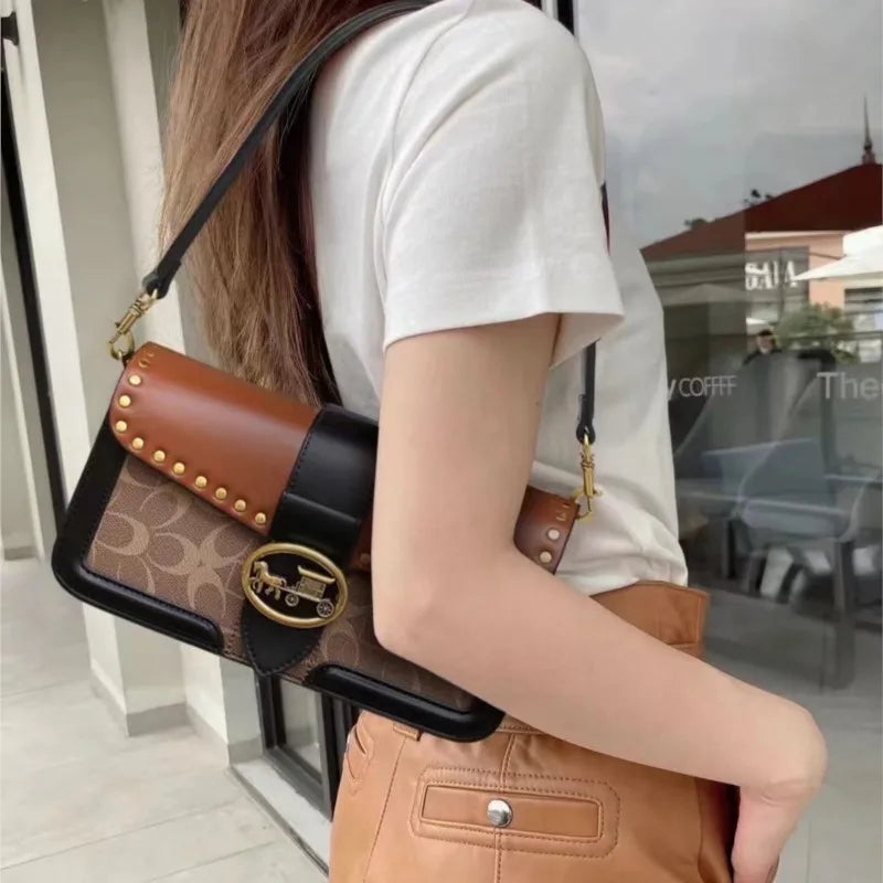 Women's Bag 2025 New Retro Underarm Bag High end Light Luxury Printed One Shoulder Handbag Contrast Color Minimalist Fashion