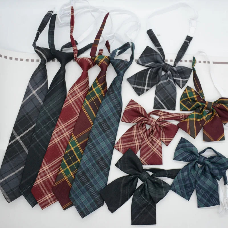 Trendy JK Ties Bowtie Women College Student Collar Neckwear Daily Shirt Accessories Cotton Plaid Bowknot Lolita Girls Lazy-tie