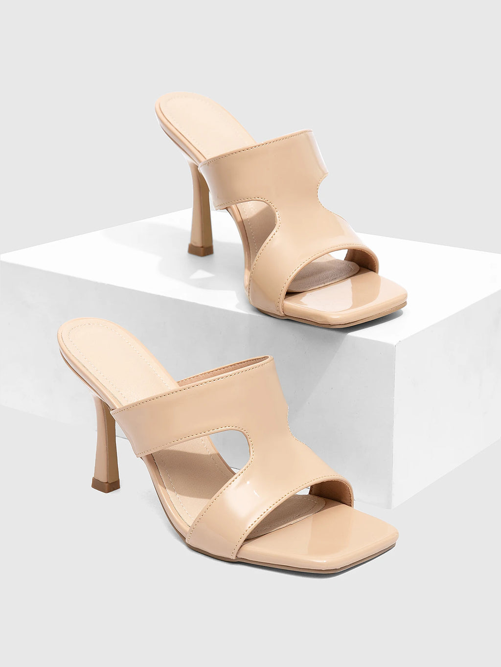 Women's New Sandals Black High Heeled Sandals High-Quality Pu Leather Fashion Simple and Elegant Outing Party Work Clothing Slin