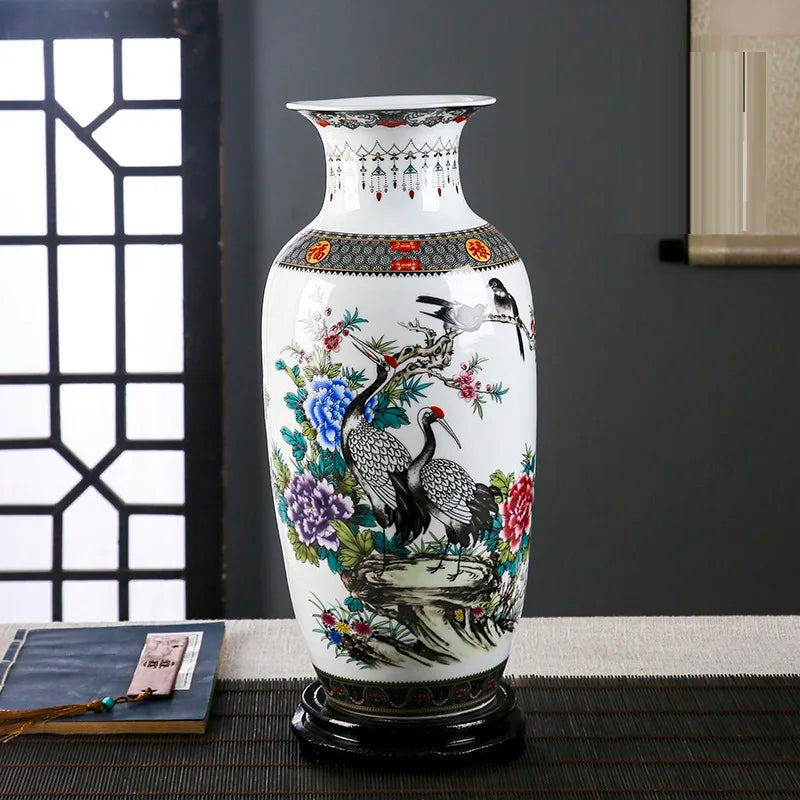 Jingdezhen Ceramic Vase Vintage Chinese Traditional Vases Home Decoration Animal Vase Fine Smooth Surface Furnishing Articles