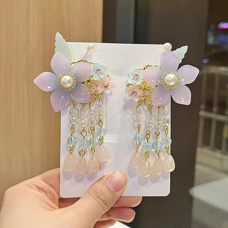 Children's Headwear Ancient Style Girl Hanfu Hair Bundle Wig Accessories Princess Dress Up Gift