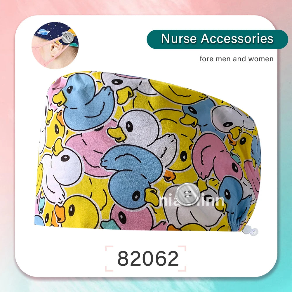 Nurse Scrubs Cap Women Health Workers Frosted Hat Lab Operator Work Cap Beauty Salon Dustjproof Working Hat Adjustable Scrub Cap