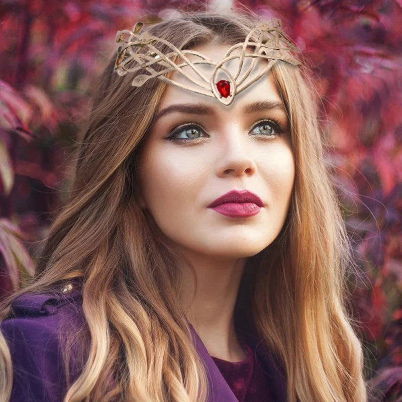 Goddess Cosplay Forehead Round Elves Crowns Tiara Women Man Vintage Leaf Headband Bridal Hair Accessories Crown Wedding Headwear