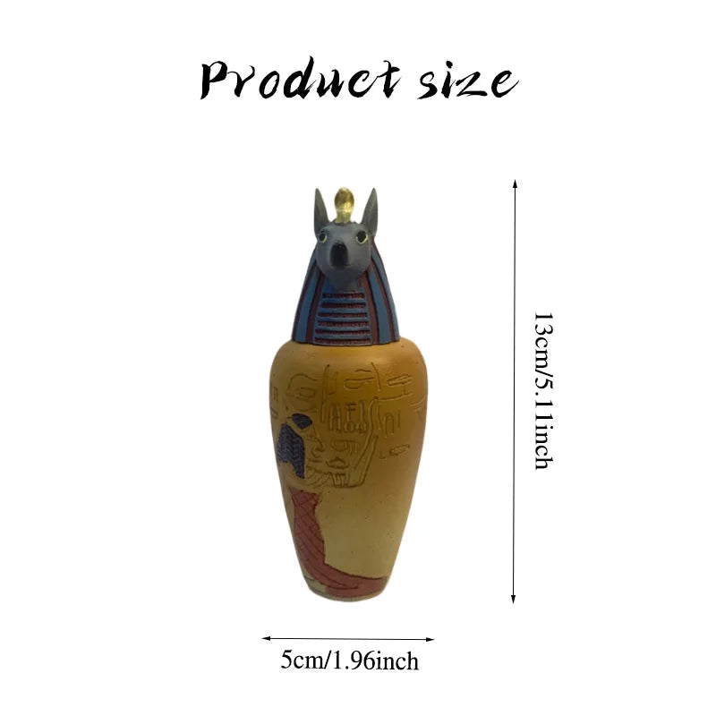 Ancient Egyptian Pharaoh sculpture Resin pottery jar Colorful Duamutov Family living room table bookshelf decoration