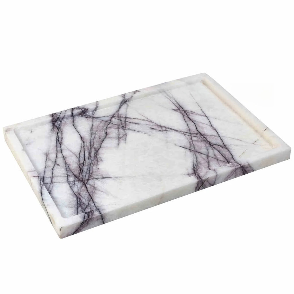 30x20x1.8CM Luxury Calacatta Viola Arabescato Natural Marble Stone Catchall Tray Carving Rectangular Storage Dish Home Decor