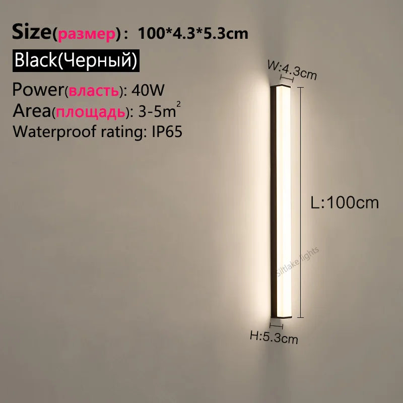 Outdoor waterproof wall lamp long strip modern simple LED courtyard garden wall lamp balcony lamp minimalist exterior wall lamp