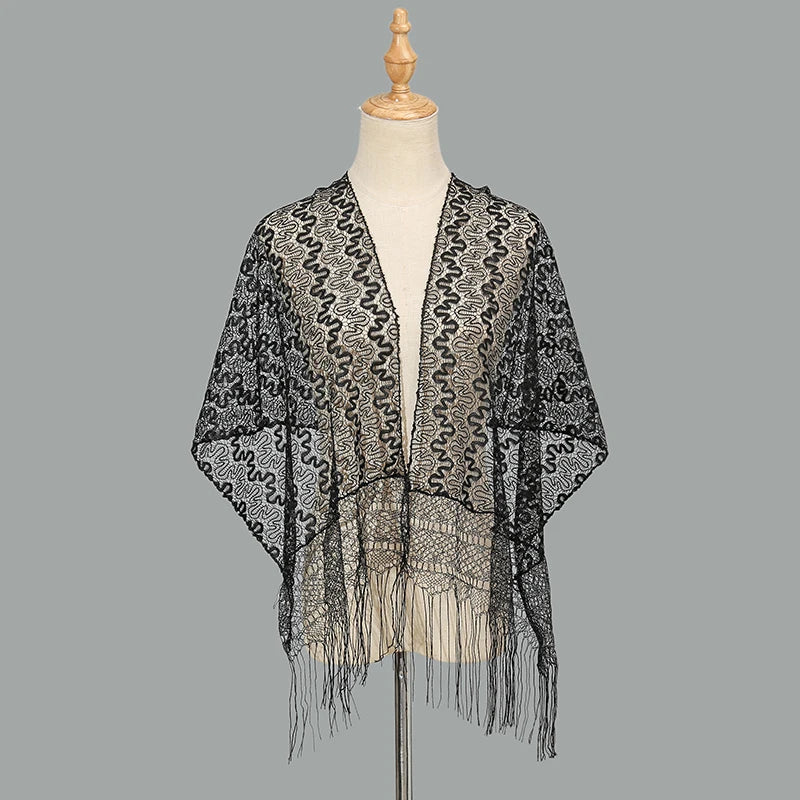 Women's Evening Dresses Shawls Bridal Bridesmaid Wedding Shrugs Wraps Sheer Hollow Party Shawl Cape Shinny Sequins Embroidered