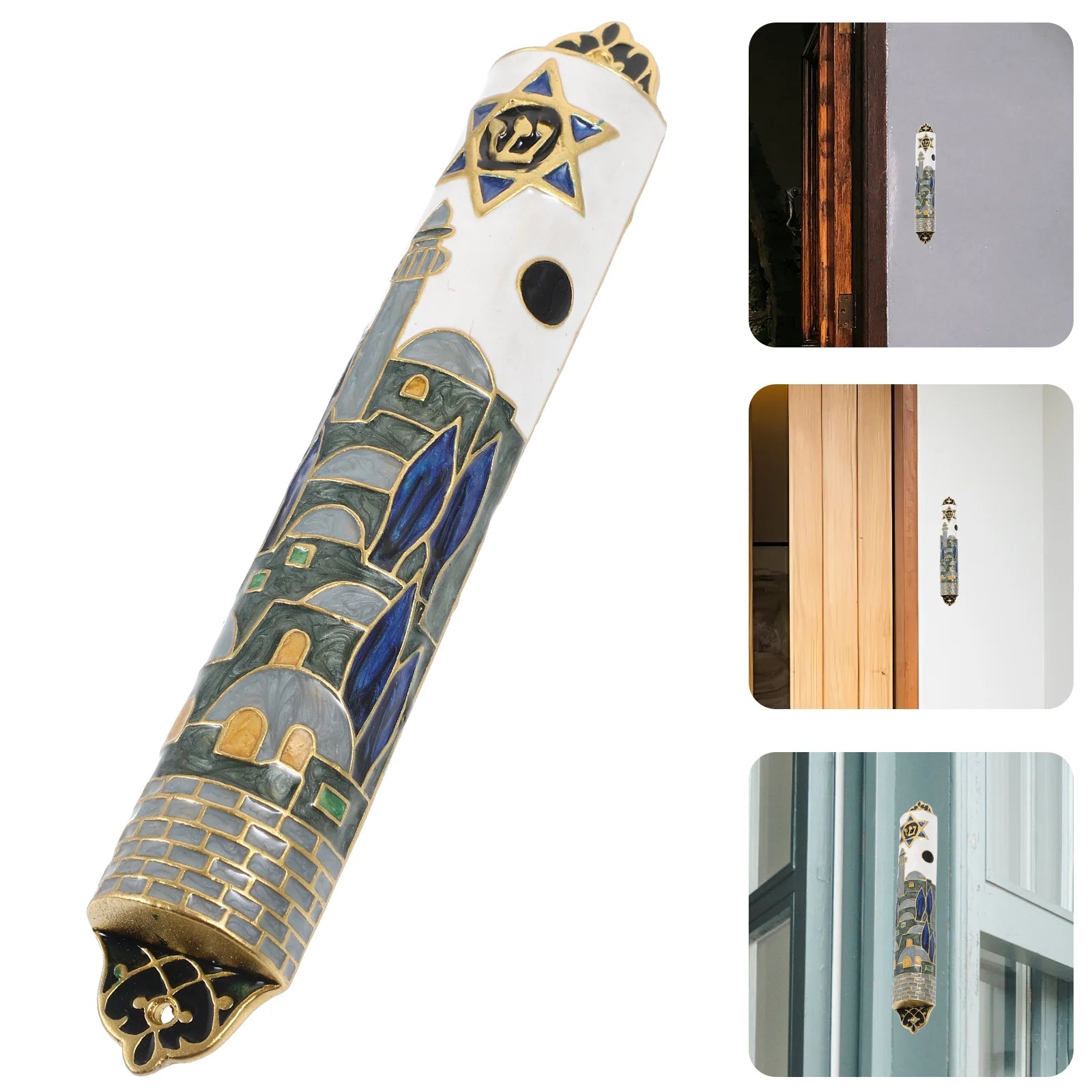 Doorpost Scroll Mezuzah Decor Symbols Prayer Scripture House Metal Craft Judaica Religious Retro