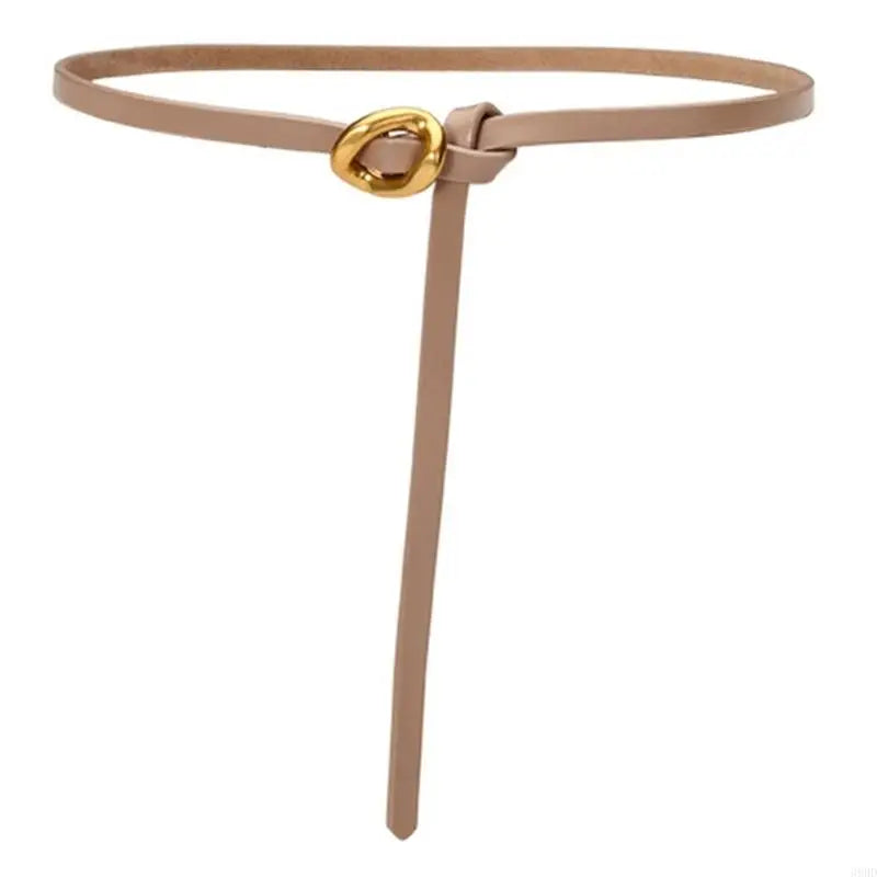 652F Selfknotted Thin Belt Aesthetic Leather Belt Waistband Decorative Skinny Belt for Shirt Dress Elegant Office Formal Belt