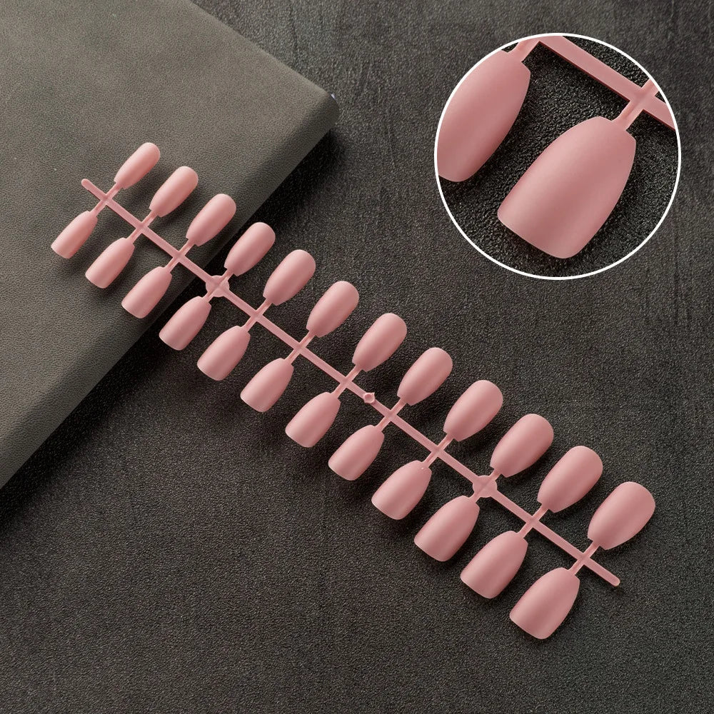 24tips/pc French White Fake Nails Matte /Glossy Detachable Long Square Natural False Press on Nails Manicure Faux Ongles