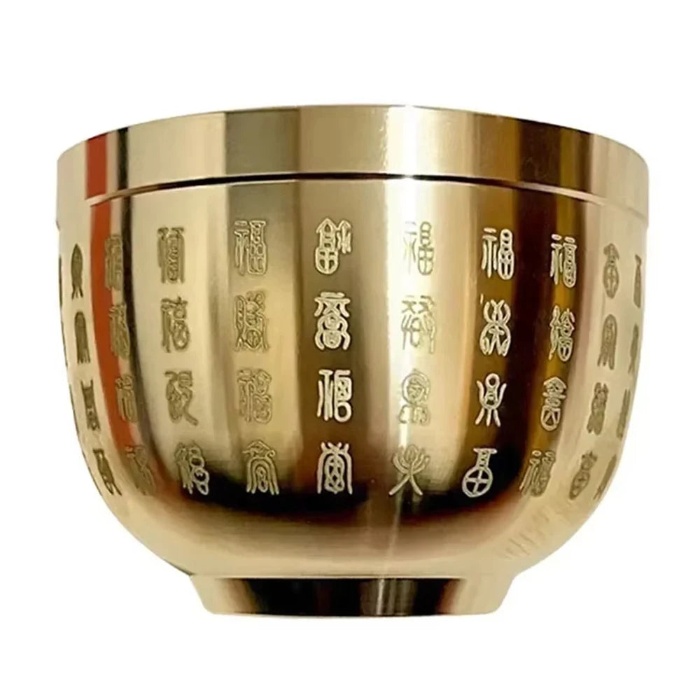 Pure Brass Hundred Blessings Cup Table Top Ashtray Dessert Bowl Fortune Map Treasure Collection Study Bauble Home Decoration