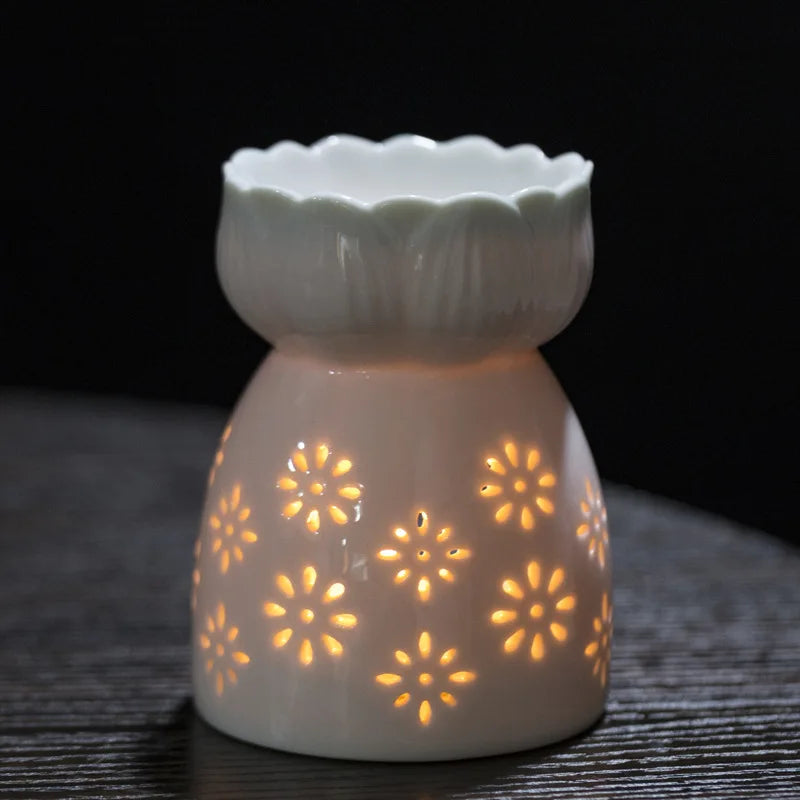 Ceramic Essential Oil Diffuser Retro Aromatherapy Flame Bedroom Living Room Decor Relaxation Gift for Home Romantic Lighting