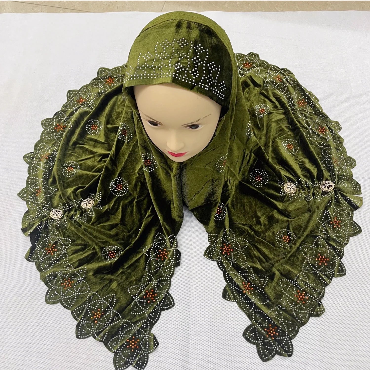 2024Fashion Muslim Cap For Women Beaded Hijab Muslim Turban Female Head Wrap Shawls and Wraps Foulard Femme 60*80Cm