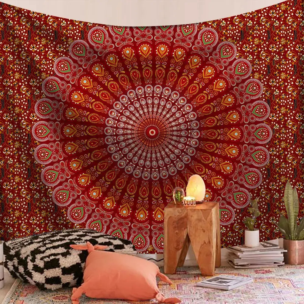 Indian Mandala Wall Hanging Tapestry Boho Hippie Cloth Fabric Large Elephant Tapestry Interior Bedroom Dorm Room Decor Aesthetic