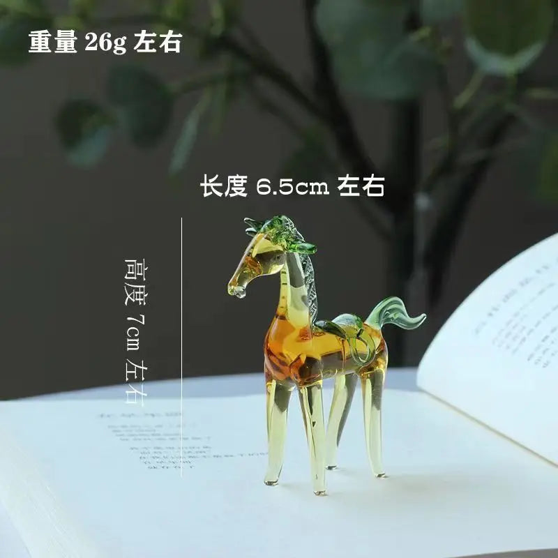 Liuli Zodiac horse ornament statue creative horse office decoration desktop glass crafts meaning horse to success
