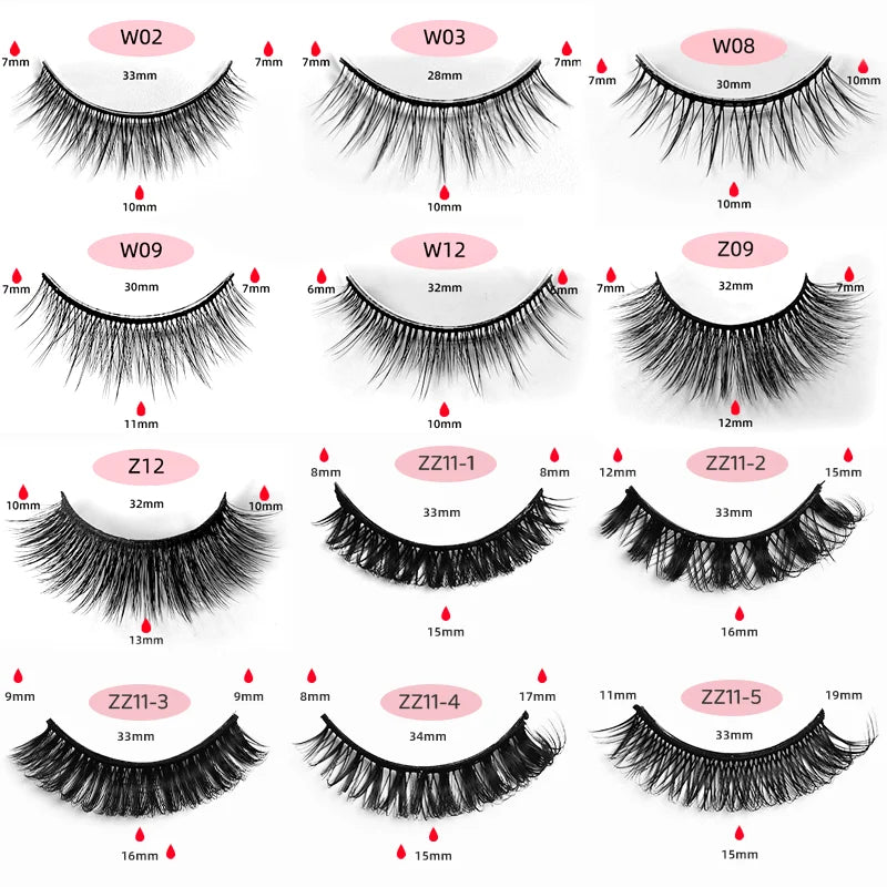 1Pair Reusable Self-Adhesive False Eyelashes Natural Multiple reversible glue-free self-adhesive pairs of false eyelashes Hot