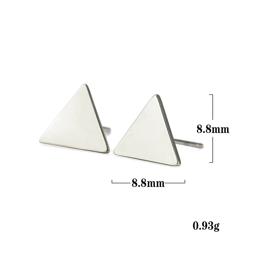 Skyrim Heart Stud Earrings Women Girls Stainless Steel Rectangle Oval Triangle Geometric Earring Minimalist Trend Jewelry Gifts
