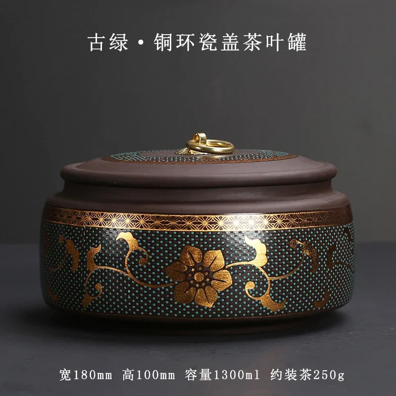 Purple Clay Tea Caddy Ceramic Large Airtight Pot Universal Half Catty Black Green Pu'er Tea Pot Household Storage Tank